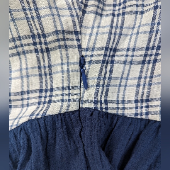 New With Tags Women's Medium Cotton Plaid Blue Dress - Picture 8 of 10